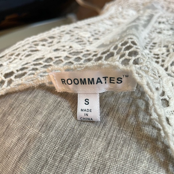 Sheer, lace embroidery racer back top. - Picture 3 of 6